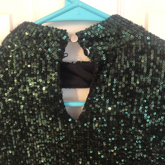 Cable & Gauge Long Sleeved Emerald Green Sequin Top, Size Medium NWT - Picture 6 of 8